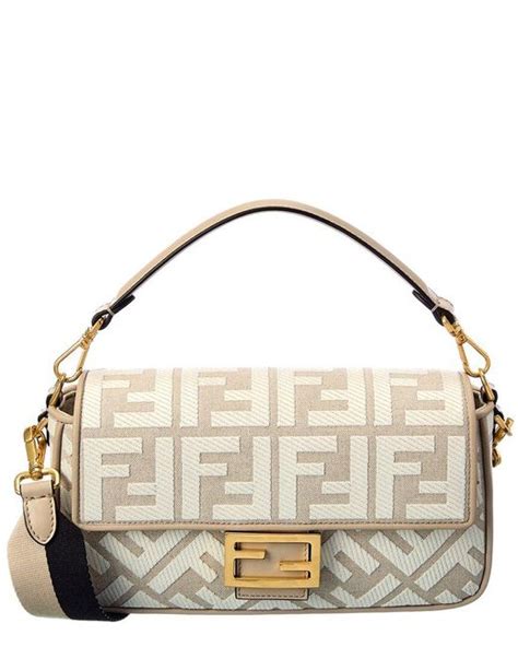 fendi double-sided ff canvas & leather shoulder bag|Fendi baguette silver.